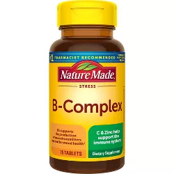 Nature Made Stress Vitamin B Complex with Vitamin C and Zinc Supplement Tablets for Immune Support - 75ct
