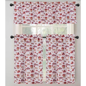 Kate Aurora Autumn Harvest Apple Pie & Cider Rod Pocket 3 Piece Cafe Kitchen Curtain Tier & Valance Set - 1 of 4