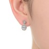 Guili Sterling Silver Rhodium Plated Clear Oval and Round Cubic Zirconia Halo with Cluster Post Drop Earrings, a Sophisticated Classic Style - 2 of 3