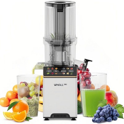 WHALL® Cold Press Juicer Machine with Touchscreen, Slow Masticating Machines with 4.5" Extra Large Feed Chute, Reverse Function, Soft & Hard Models