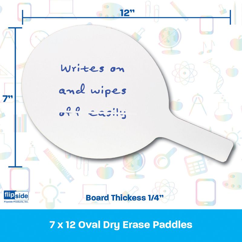 Flipside Products Oval Dry Erase Answer Paddles, 7" x 12", Pack of 6, 5 of 6