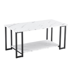 Dexmalle Marble MDF Rectangle Tabletop Iron Coffee Table - 1 of 4