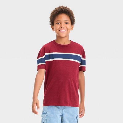 Boys' Short Sleeve Striped T-Shirt - Cat & Jack™ Red M