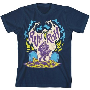 Scooby Doo Scooby and Shaggy with Spooky Ghost Youth Navy Blue Graphic Tee - 1 of 1
