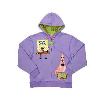Spongebob Squarepants Best Friends Sequin Patches Long Sleeve Purple Zip-Up Hoodie