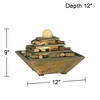 Pyramid 9" High Small Zen Modern Indoor Decor Slate Stone Tabletop Fountain with Light LED Feng Shui Ball Desk Relaxation Bedroom - 4 of 4
