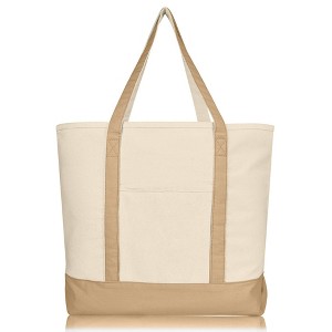 Dalix 22" Cotton Canvas Tote Bag (Zippered Top) - 1 of 4
