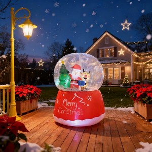 QingMoon Christmas Inflatable Crystal Ball, 5.5 FT Holiday Blow Up Decoration with Santa Claus, Reindeer and Xmas Tree for Yard, Lawn and Garden - 1 of 4