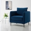 Velvet Upholstered Accent Chair, Mid-Century Modern Armchair with Pillow, Single Sofa for Living Room Bedroom Office-3irtyhousy - 2 of 4