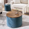 Sapphtopaz 2 Piece Round Storage Ottoman Chenille Nesting Foot Stool with a Drum Shaped Small Stool for Living Room, Bedroom, Entryway - 2 of 4