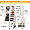 LED Mirror Jewelry Armoire, 360° Swivel, Vertical Jewelry Organizer with Lockable Lockers, Drawers, Mobility Wheels, Foldable Makeup Shelf - 3 of 4