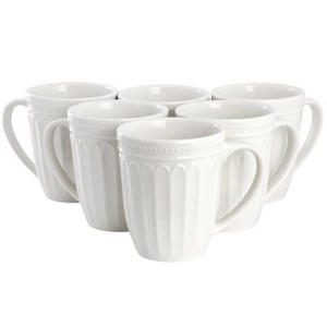 Elama Hansel 6 Piece Stoneware 12 Ounce Mug Set in White, Service for 6