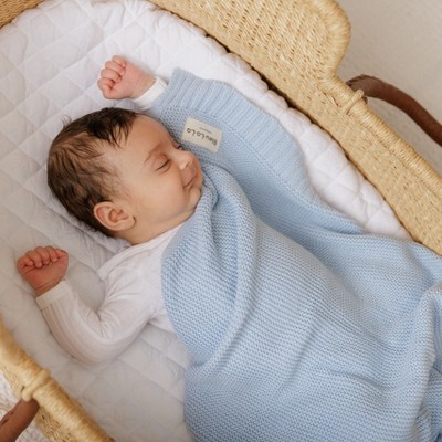 Sky Blue Organic Cotton Knit Baby Swaddle Blanket