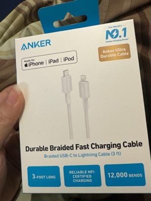 Anker 3' 60w Braided Usb-c To Usb-c Max Fast Charging Cable - White : Target