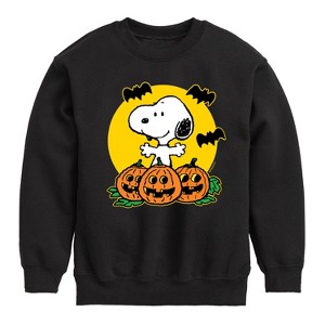 Boys' - Peanuts - Snoopy Pumpkin Patch Graphic Long Sleeve Fleece Sweatshirt - 1 of 4