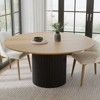 PexFix 60" Solid Wood Round Dining Table Kitchen Table for 6-8 with Tabletop & Concave Cylinder Legs for Living/Dining Room Coffee Office Natural - 2 of 4