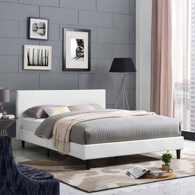 Anya Full Double White Faux Leather Upholstered Bed Frame