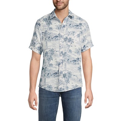 Lands' End Men's Traditional Fit Short Sleeve Linen Shirt