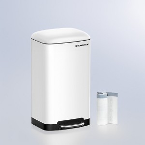 Trash Can, 8 Gallon (30L) Trash Bin with Lid and Inner Bucket, Stainless Steel Garbage Can, Soft Close - 1 of 3