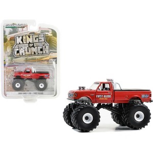 1990 Ford F-350 Monster Truck Red "First Blood" "Kings of Crunch" Series 14 1/64 Diecast Model Car by Greenlight - 1 of 3