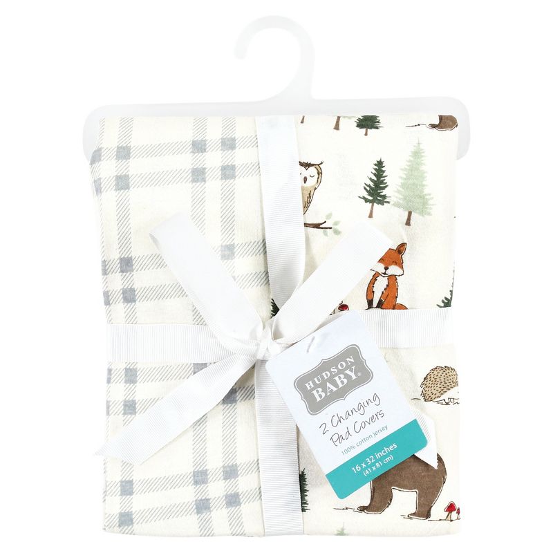 Hudson Baby Cotton Changing Pad Cover, Forest Animals, One Size, 2 of 5
