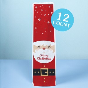 Big Dot of Happiness Jolly Santa Claus Wine Gift Bags, Christmas Party Hostess Thank You Wine Bottle Gift Wrap, Bulk Holiday Paper Bags - 12 ct - 1 of 4