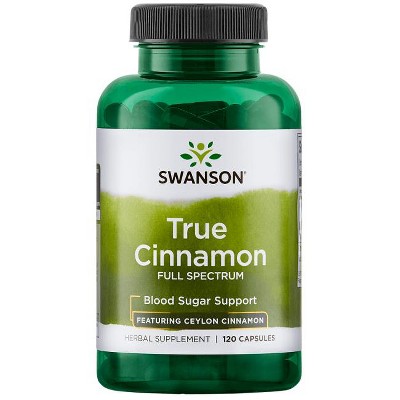 Swanson Full Spectrum True Cinnamon - Featuring Ceylon Cinnamon, Supports Cardiovascular Health & Blood Sugar Metabolism, 300 mg (120 Capsules).