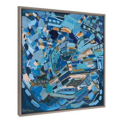 30" x 30" Blue and Gray Abstract Canvas Art Print