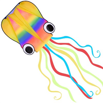 Joyfy Large Rainbow Octopus Kite for Kids and Adults, 29.5 In x 28 In Giant Beach Kites for Lawn Games, Outdoor Fun, Family Activities