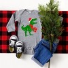 The Juniper Shop Dino Present Baby Long Sleeve Bodysuit - 6 Month - Heather Grey - 2 of 3
