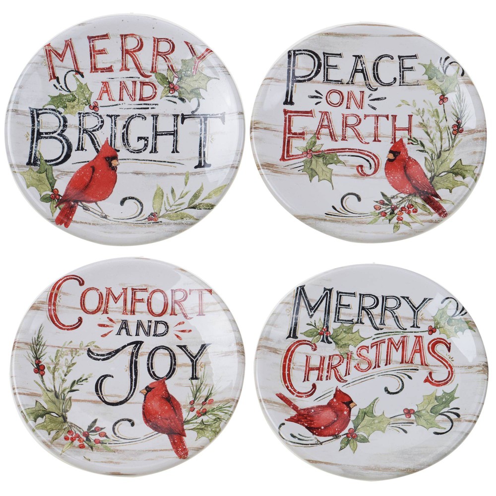 Photos - Plate Certified International 6" 4pk Earthenware Evergreen Christmas Canape   