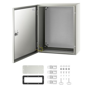 VEVOR NEMA Steel Case, 20x16x8'' NEMA 4X Metal Electric Enclosure, IP66 Water & Dust Resistant, Includes Mounting Plate, Gray-white - 1 of 4