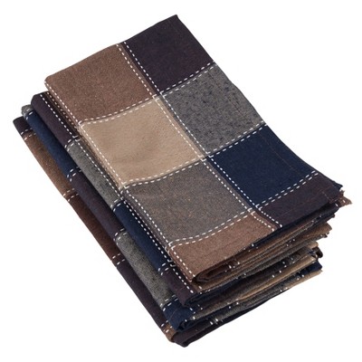 Saro Lifestyle Stitched Plaid Cotton And Poly Blend Table Napkins (set ...