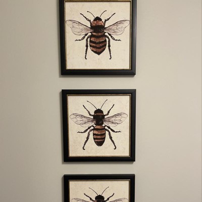 SET OF 3 BEE HONEYBEE WALL ART HANGING TRIO - INDOOR OR OUTDOOR