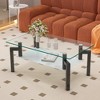 39.1" Glass Rectangle Coffee Table with Double Layer Storage, Modern Side and Center Table for Living Room with Metal Legs - 4 of 4