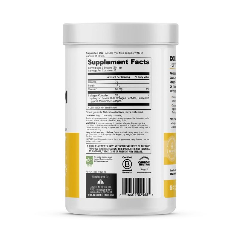 Ancient Nutrition Collagen 12 Servings Peptides Powder - Vanilla - 8.5oz, 4 of 6