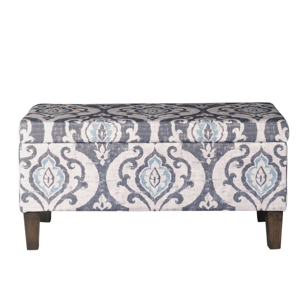 Photos - Pouffe / Bench Large Textured Storage Bench Slate Blue - HomePop