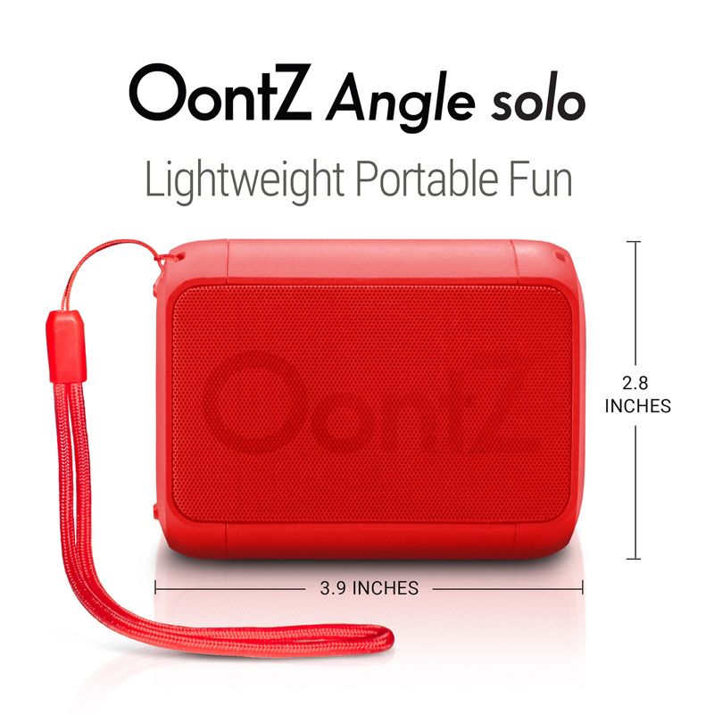 OontZ Solo Bluetooth Speaker, IPX5 Water Resistant, 5 Watts, 100' Wireless Range, Red, 5 of 8