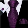 Men's Dark Purple Paisley 100% Silk Neck Tie With Matching Hanky And Cufflinks Set - 2 of 3