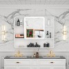 FAMYYT 35 in. W x 28 in. H Rectangular Aluminum Medicine Cabinet with Mirror and Light, Dimmable, Defogger, White - 2 of 4