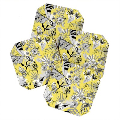 Marta Barragan Camarasa Tropical Gray and Yellow Set of 4 Coasters - Deny Designs