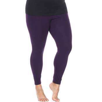 Women's One Size Fits Most Plus Size Super-Stretch Solid Leggings - One Size Fits Most Plus - White Mark