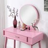 Roundhill Furniture Maly Contemporary Wood Vanity and Stool Set, Pink - 3 of 4