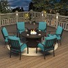 ALAULM 7 Piece Metal Outdoor Patio Furniture Set with 48" Round Fire Pit Table - 2 of 4