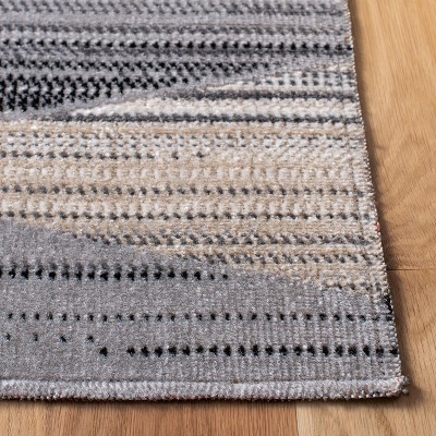 Grey and Dark Grey Geometric 6' x 9' Synthetic Area Rug