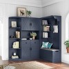 Multifunctional Left-Right Combination Hall Cabinet With Storage And 4 Hooks, Wooden Cabinet/Hall Tree 2 In 1, Storage Cabinet-Cuddlewood - 2 of 4