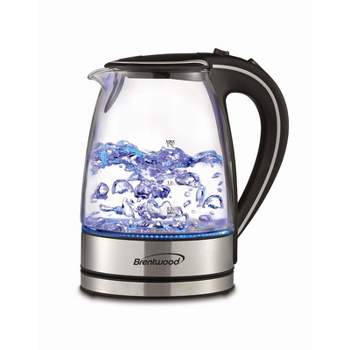 MegaChef 1.8L Cordless Glass & Stainless Steel Electric Tea Kettle with Tea  Infuser