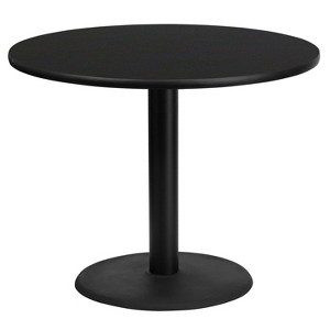 Flash Furniture 36'' Round Black Laminate Table Top with 24'' Round Table Height Base - 1 of 4