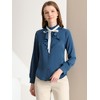 Allegra K Women's Work Office Ruffle Neck Long Sleeve Ribbon Button Down Blouses - 4 of 4
