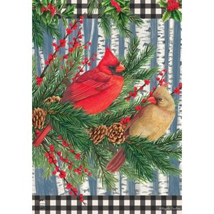 Briarwood Lane Winter Birch Tree Cardinals House Flag 28" x 40" B - 1 of 4